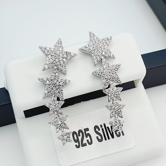 "925 Sterling Silver Cubic Zirconia Earrings, UU1P6A6113 - Picture 7 of 11